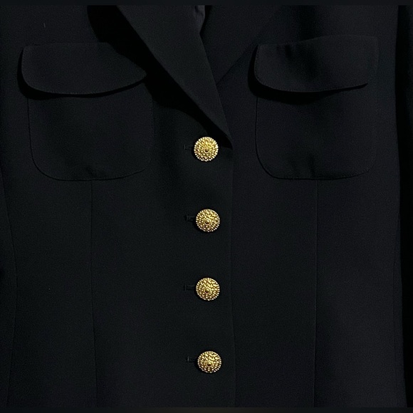 Saville Suit Women’s Black With Designer 4 Gold Button Detail Closure Size 12P - Picture 2 of 6